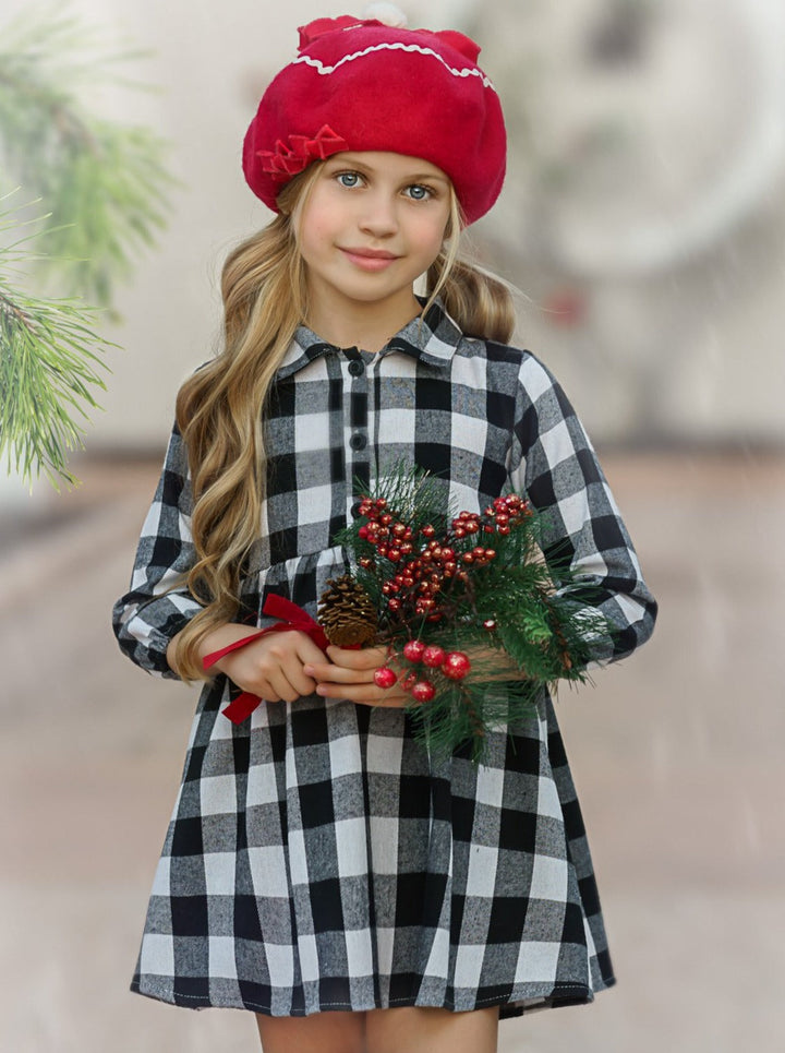 Girls Everyday Fall Dresses | Plaid Collared Dress - Mia Belle Girls