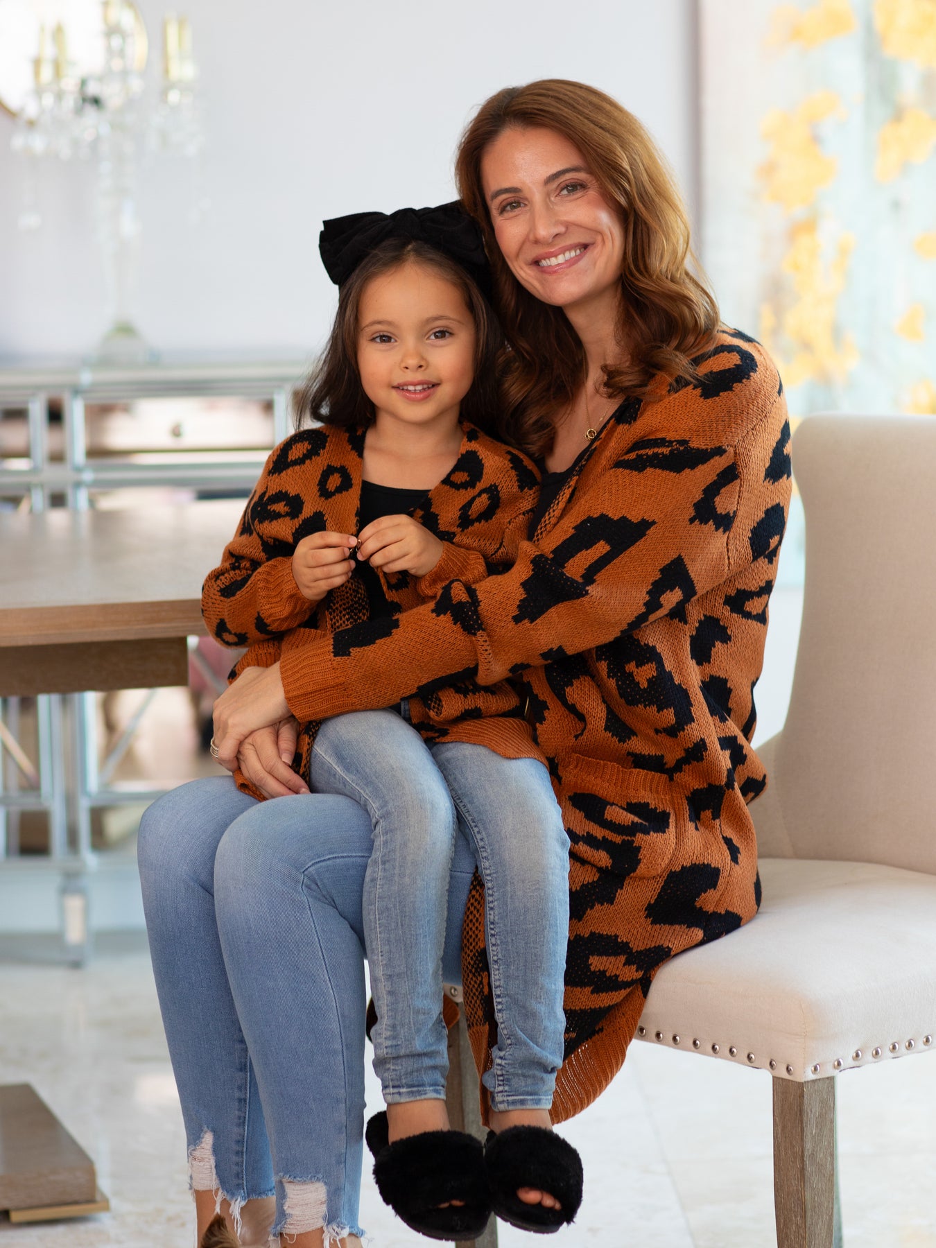 Mommy And Me Sweaters | Large Leopard Print Cardigan | Mia Belle Girls