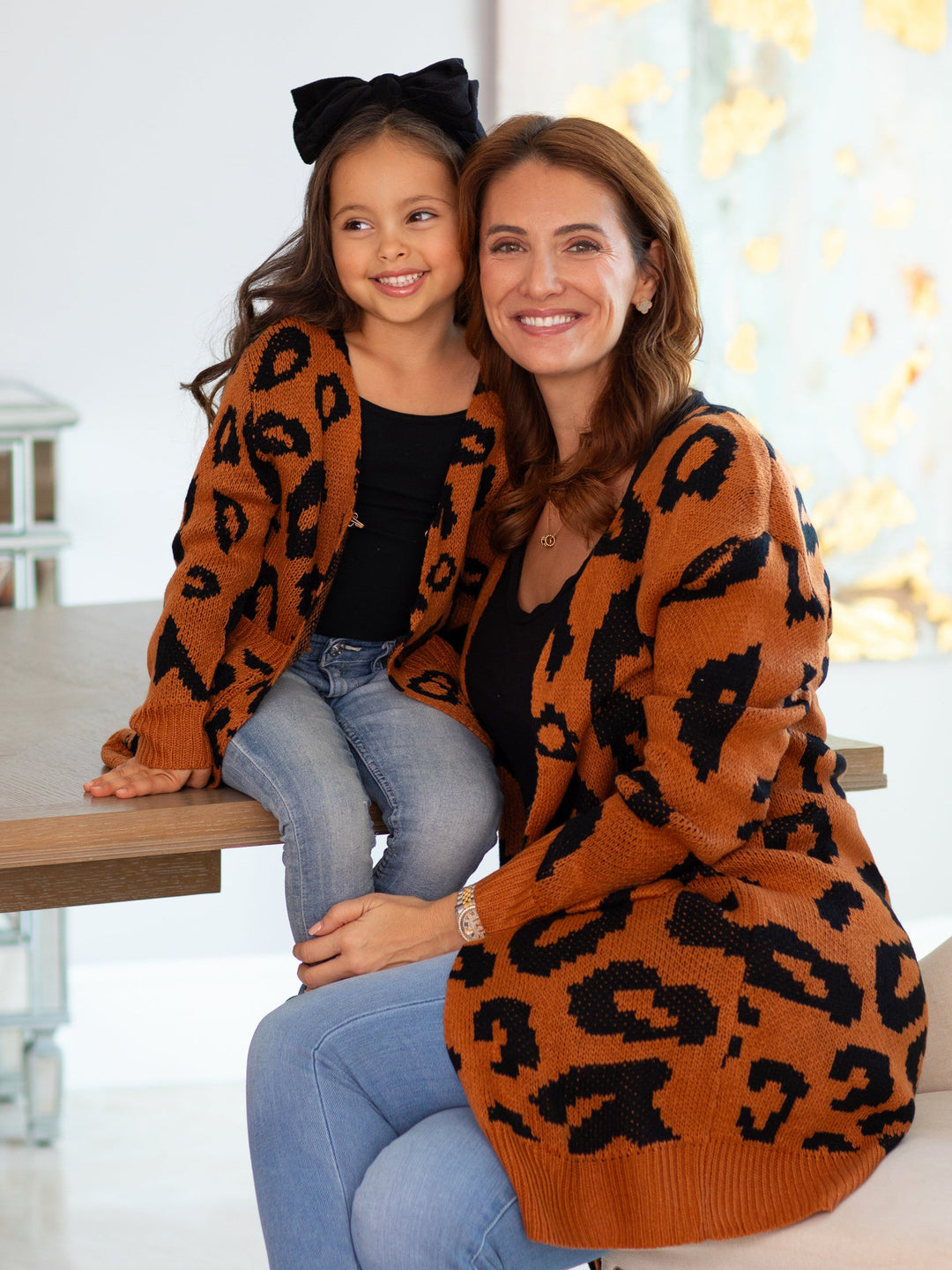 Mommy & Me Sweaters | Large Leopard Print Cardigan | Mia Belle Girls