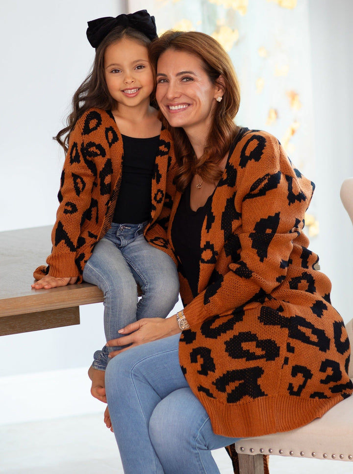 Mommy & Me Sweaters | Large Leopard Print Cardigan | Mia Belle Girls