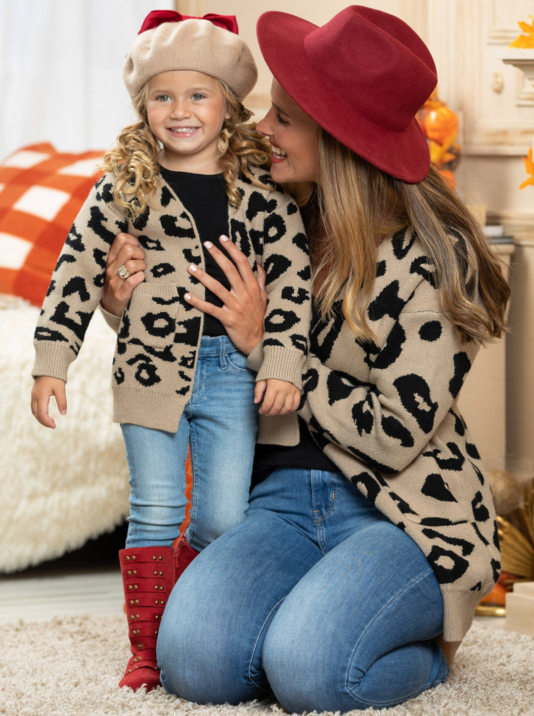 Mommy & Me Sweaters | Large Leopard Print Cardigan | Mia Belle Girls