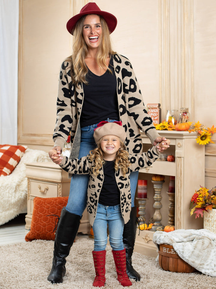 Mommy & Me Sweaters | Large Leopard Print Cardigan | Mia Belle Girls