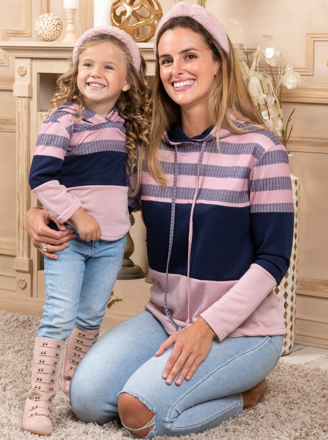 Mommy & Me Sweaters | Striped Colorblock Sweater | Mia Belle Girls