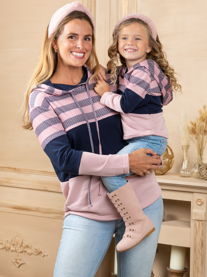 Mommy & Me Sweaters | Striped Colorblock Sweater | Mia Belle Girls