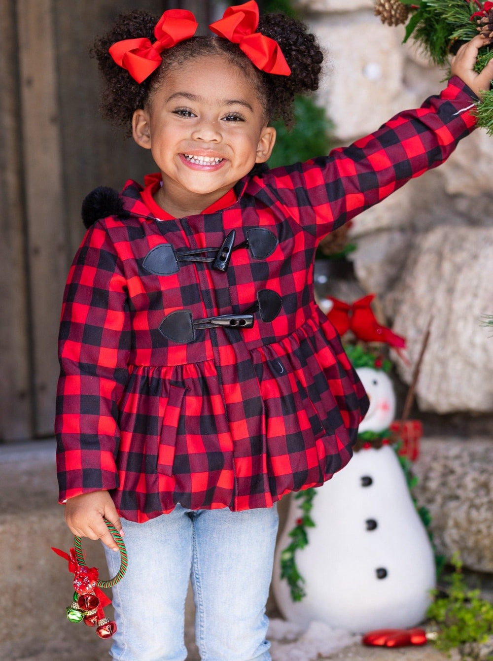 Cute Winter Jackers | Girls Faux Fur Lined Plaid Peplum Hoodie Coat