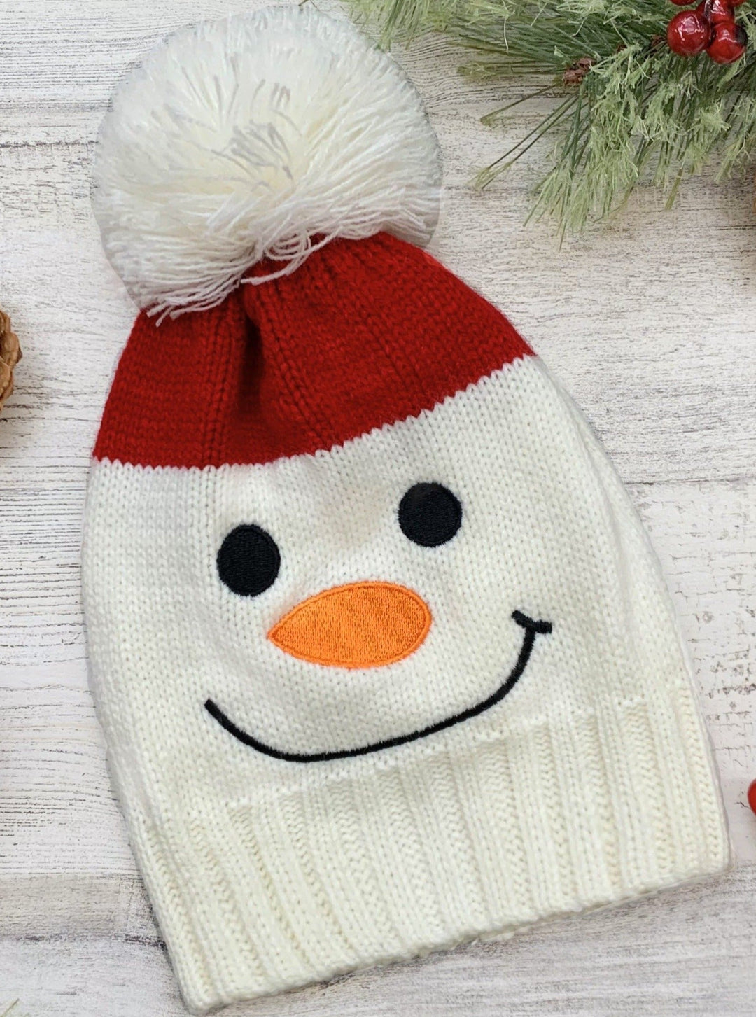 Cute Christmas Accessories | Little Girls Snowman Knit Bobble Hat