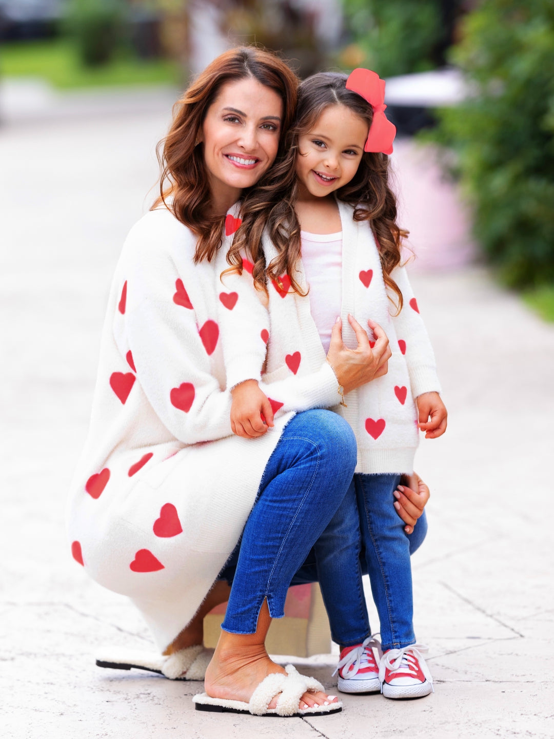 Übergroße Strickjacke „Mommy and Me I Love You Lots“ mit Herzmotiv