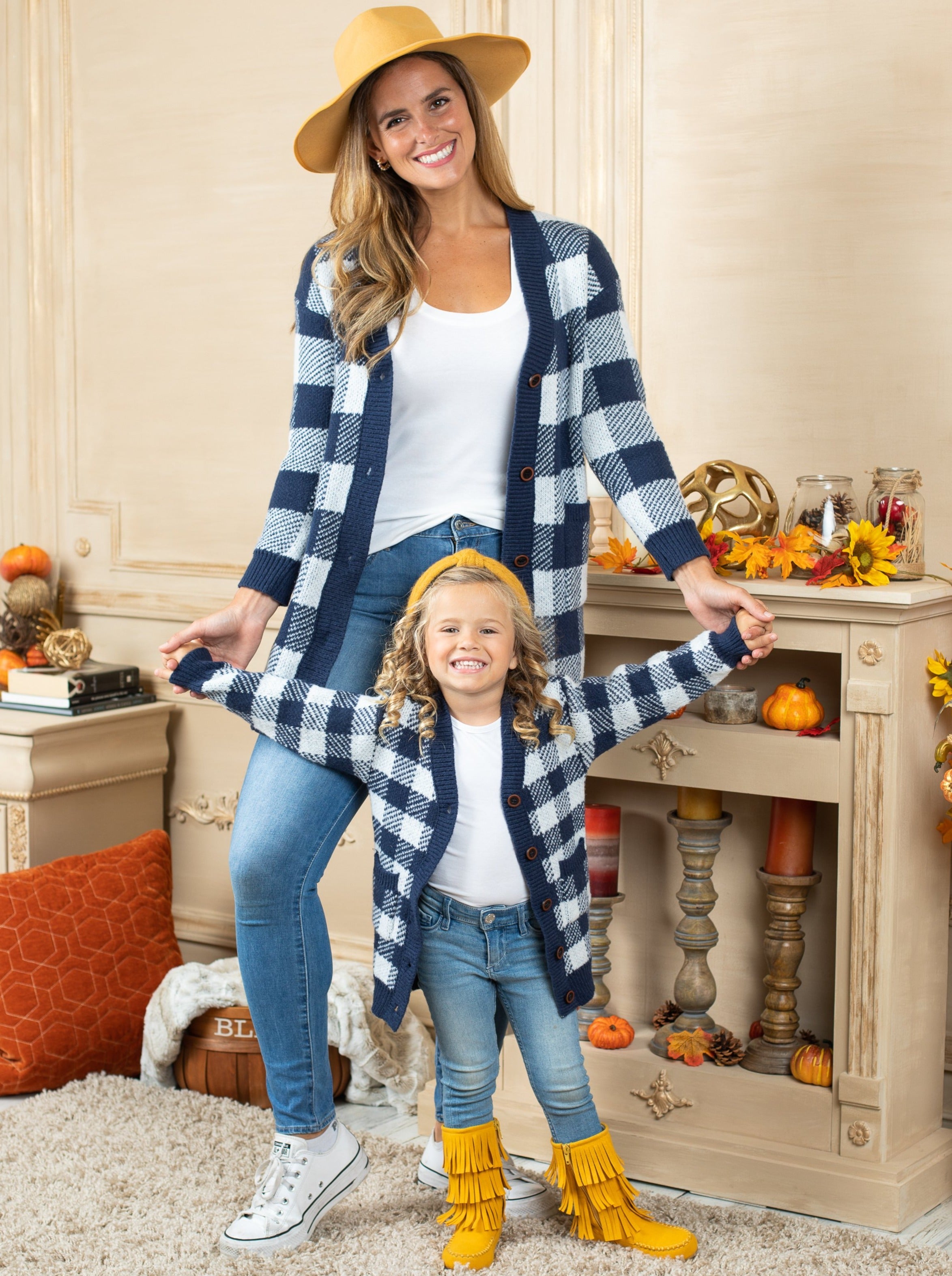 Mommy And Me Cardigans Plaid Oversized Cardigan Mia Belle Girls