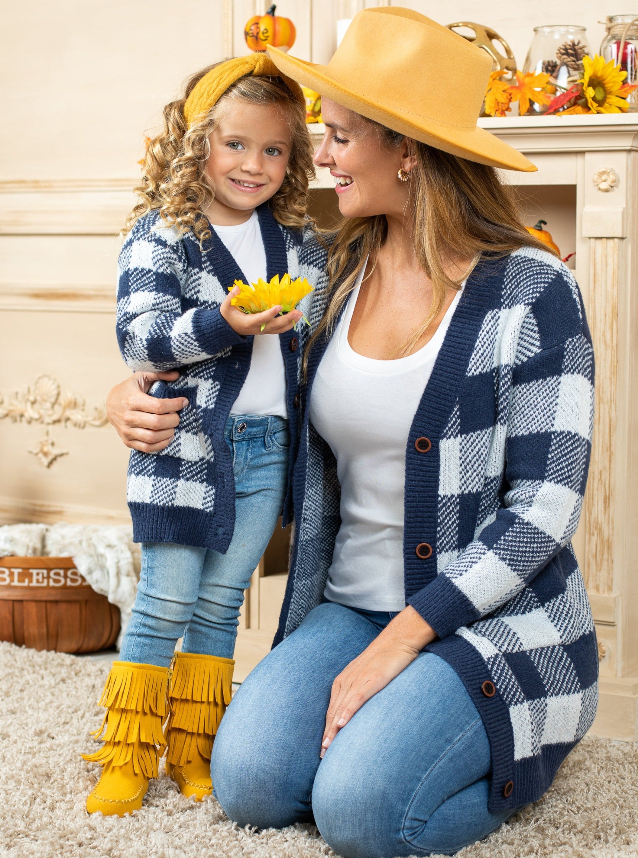Mommy And Me Cardigans Plaid Oversized Cardigan Mia Belle Girls