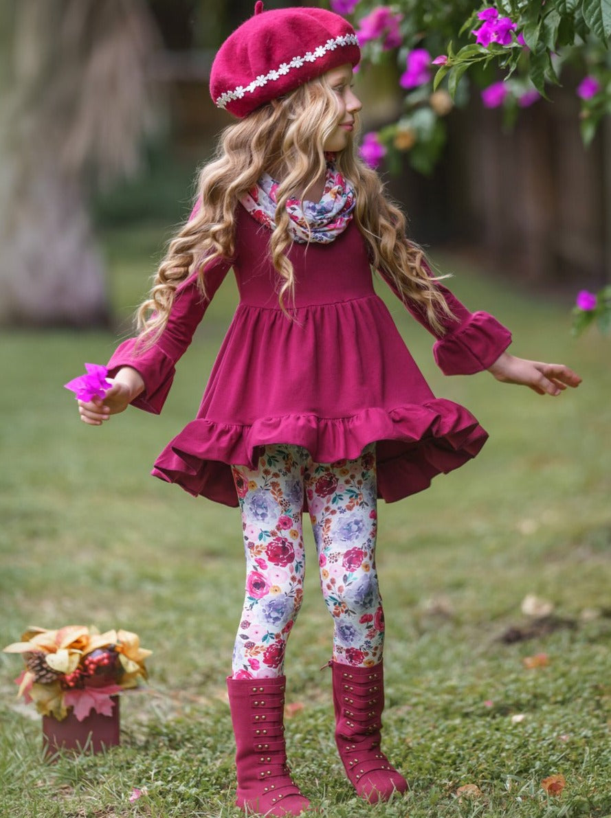 Little Girls Fall Outfits | Tunic Scarf & Legging Set | Girls Boutique