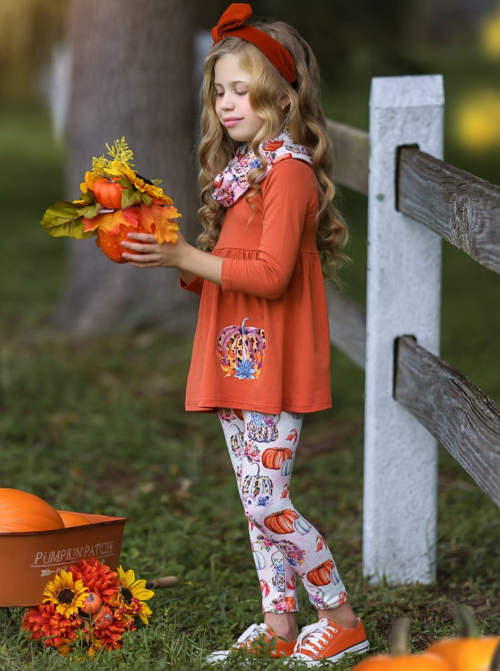 Girls Fall Outfits | Tunic, Leggings & Scarf Set - Mia Belle Girls