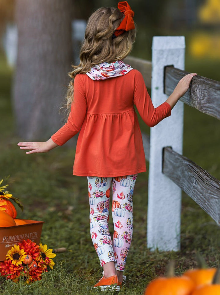 Girls Fall Outfits | Tunic, Leggings & Scarf Set - Mia Belle Girls