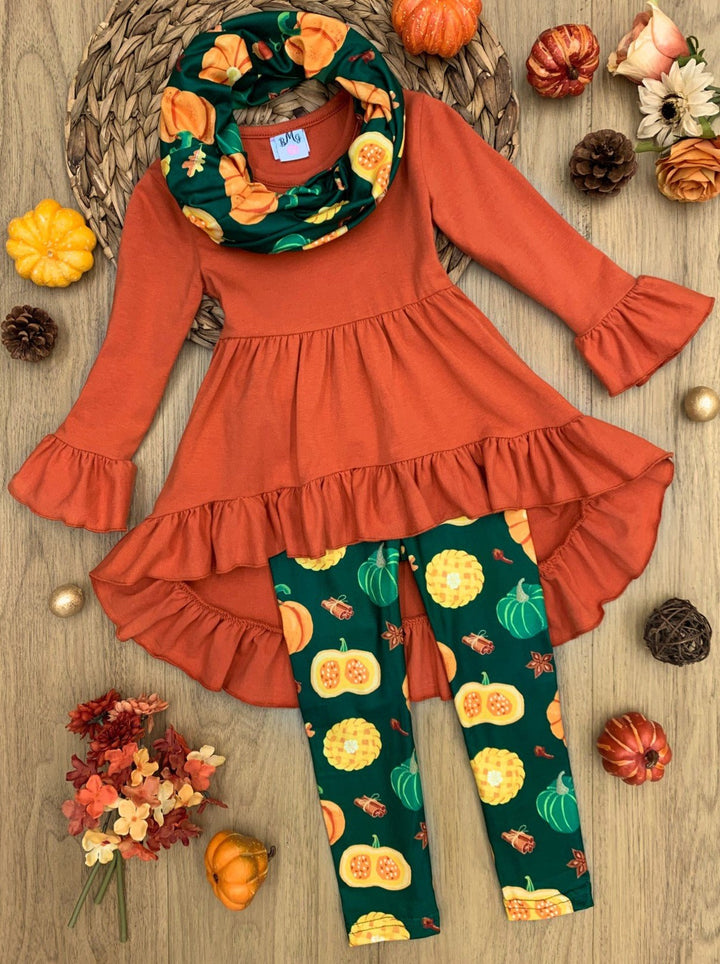 Girls Fall Outfits | Tunic, Leggings & Scarf Set - Mia Belle Girls