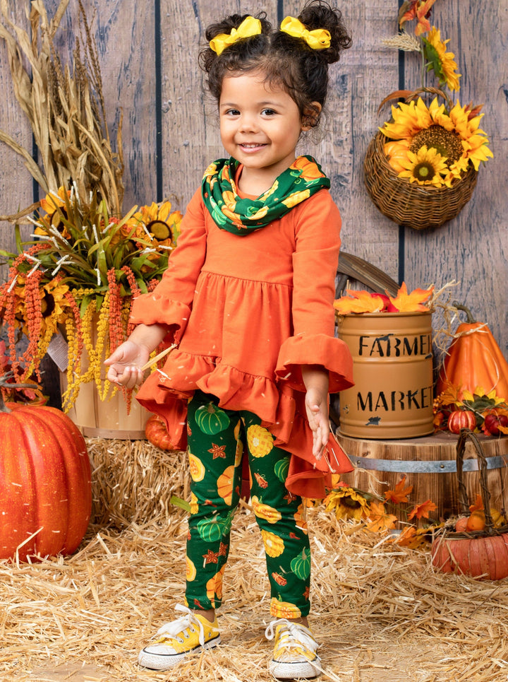 Girls Fall Outfits | Tunic, Leggings & Scarf Set - Mia Belle Girls