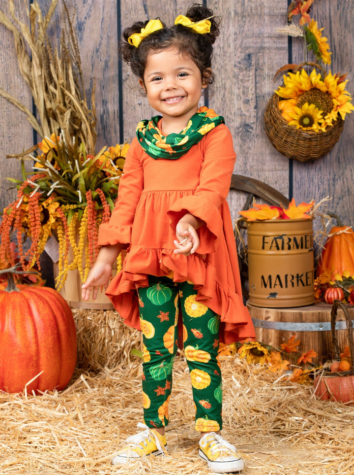 Girls Fall Outfits | Tunic, Leggings & Scarf Set - Mia Belle Girls