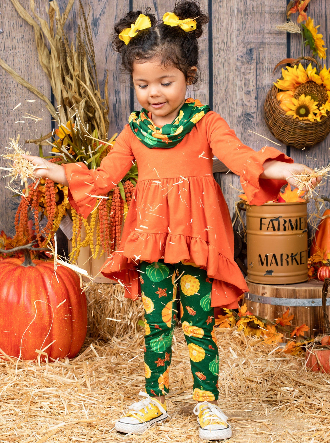 Girls Fall Outfits | Tunic, Leggings & Scarf Set - Mia Belle Girls