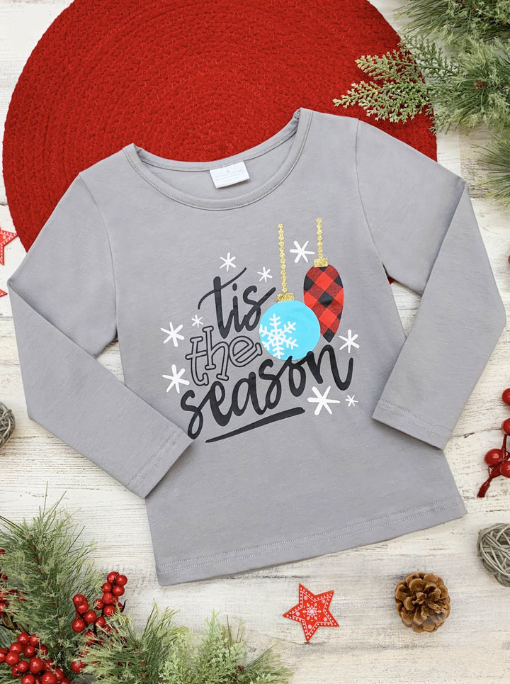 Cute Winter Tops | Girls Tis the Season Graphic Print Long Sleeved Top