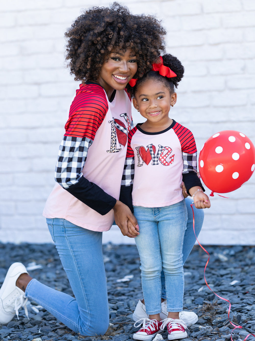 Mommy & Me Valentine's Day Tops | Matching Love Colorblock Sleeve Top