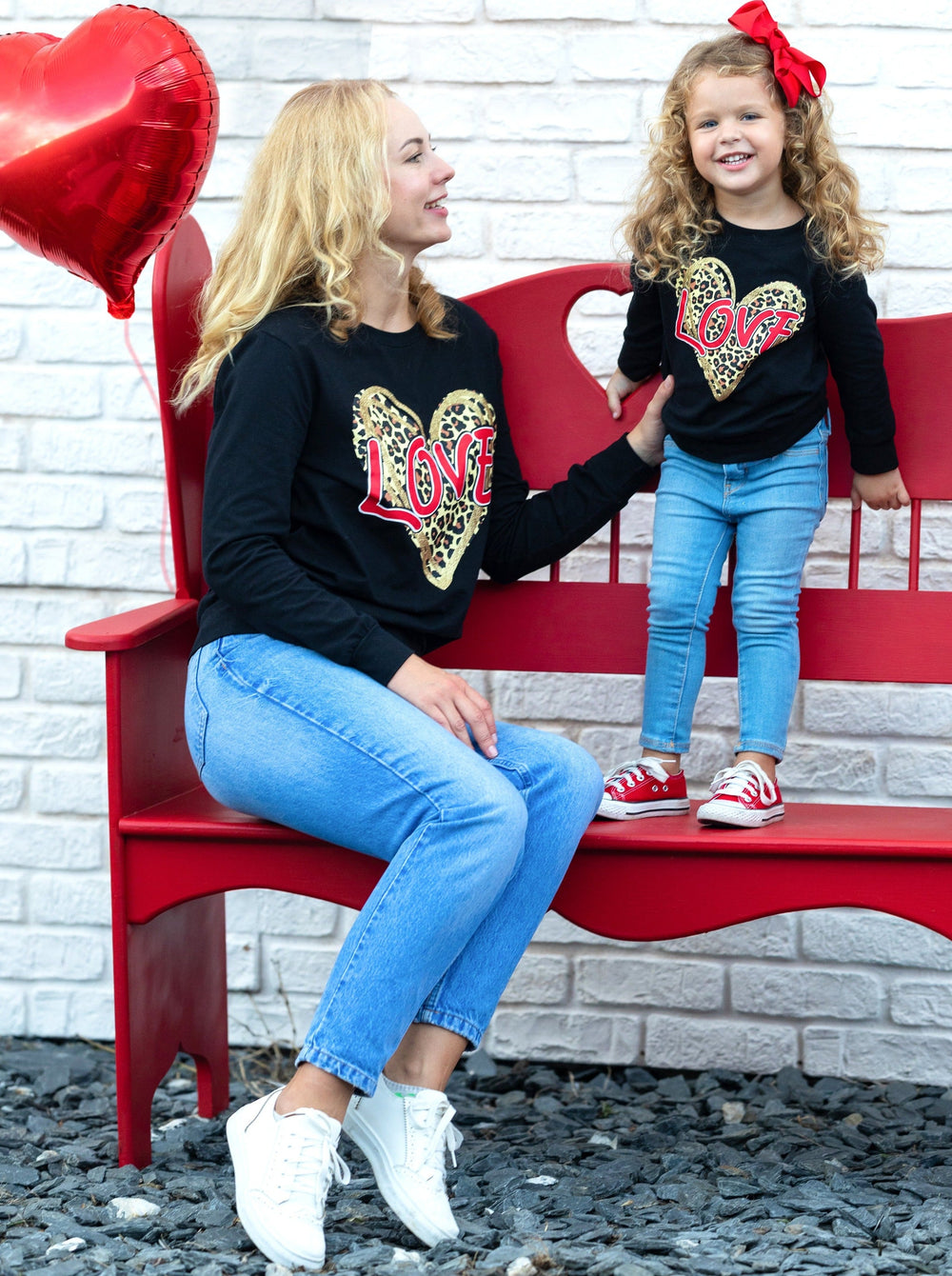 Mommy and Me A Roaring Leopard Heart Long Sleeve Top - Mia Belle Girls