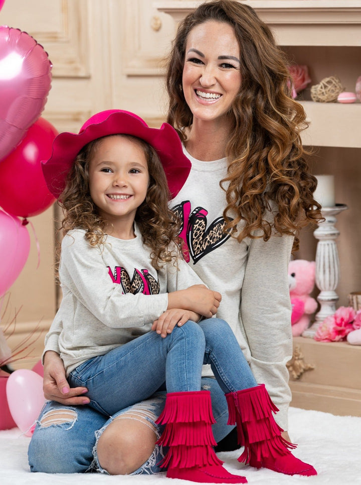 Mommy and Me Leopard X's and O's Long Sleeved Top