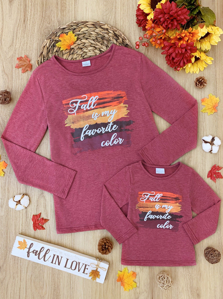 Mommy and Me Matching Fall Tops | Long Sleeve Graphic Print Top