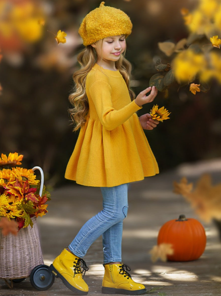 Kids Sweaters | Girls Cozy Cable Knit Tunic Sweater |  Mia Belle Girls