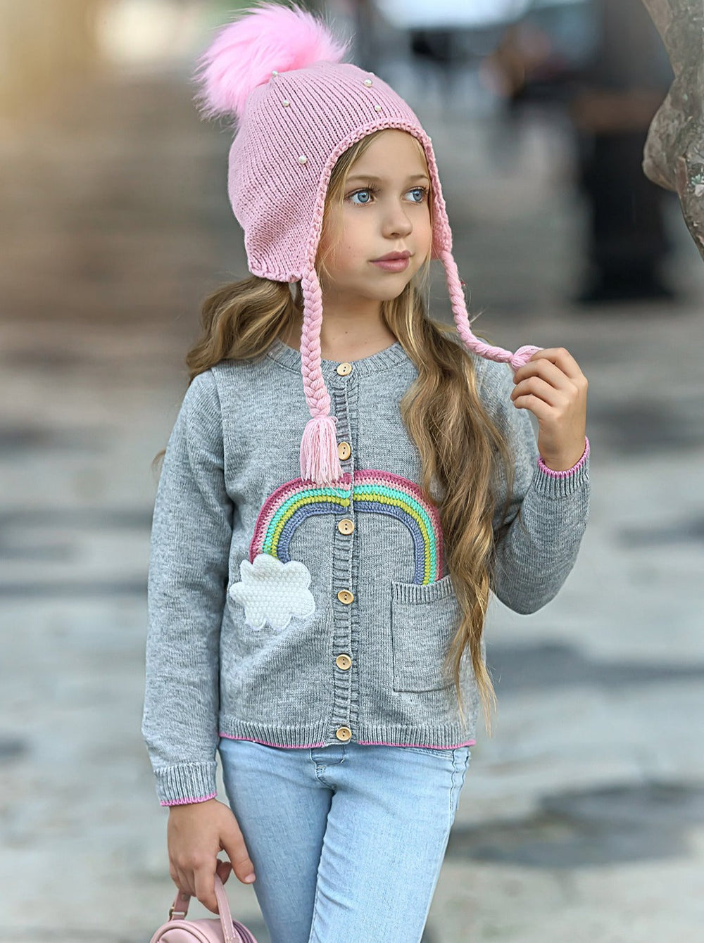 Sweaters & Cardigans | Rainbow Cloud Pocket Cardigan | Mia Belle Girls