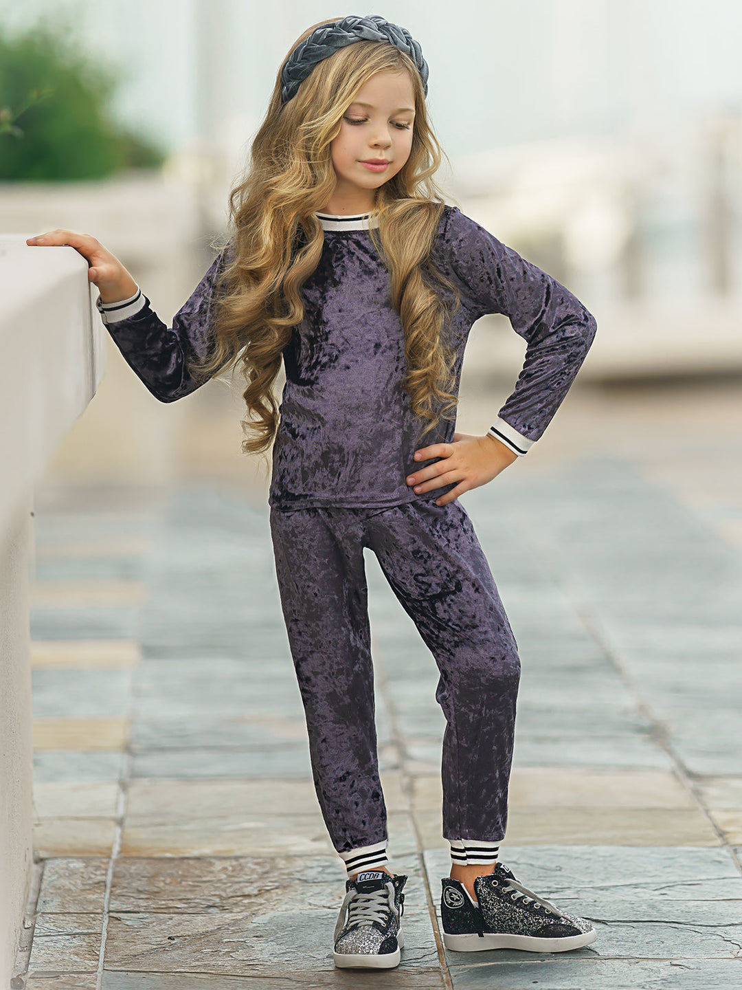 Cute Winter Sets | Girls Crushed Velvet Jogger Loungewear Set