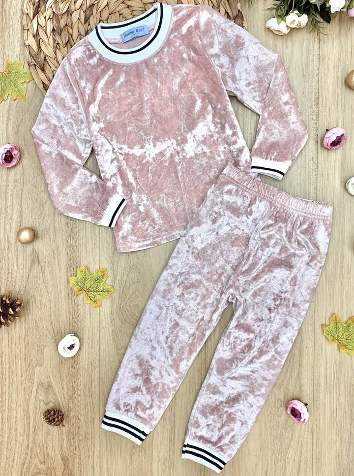 Cute Winter Sets | Girls Crushed Velvet Jogger Loungewear Set