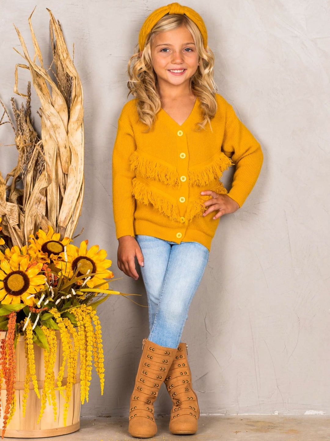 Sweaters & Cardigans | Frayed Fringe Ribbed Sweater | Mia Belle Girls