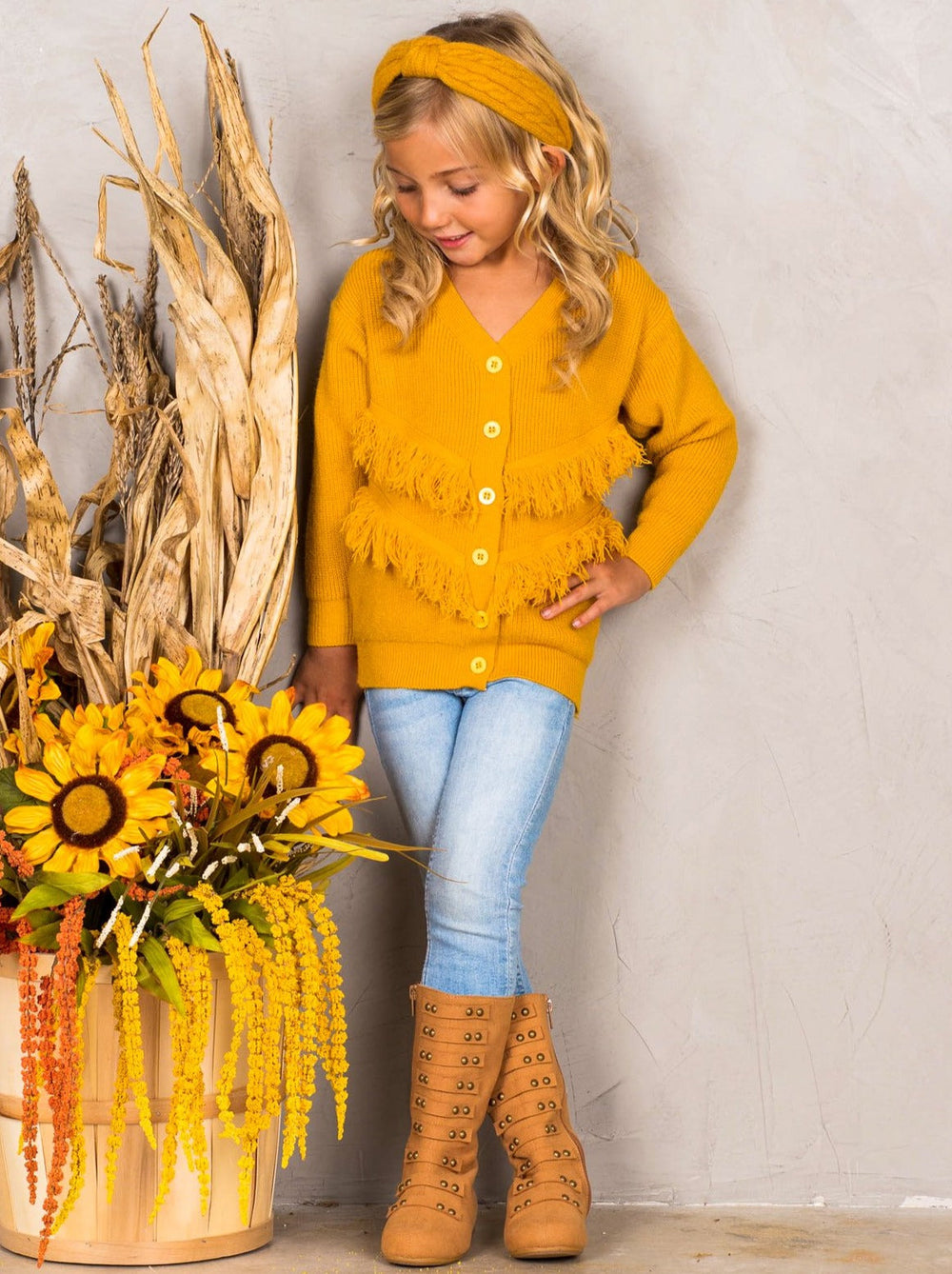 Sweaters & Cardigans | Frayed Fringe Ribbed Sweater | Mia Belle Girls