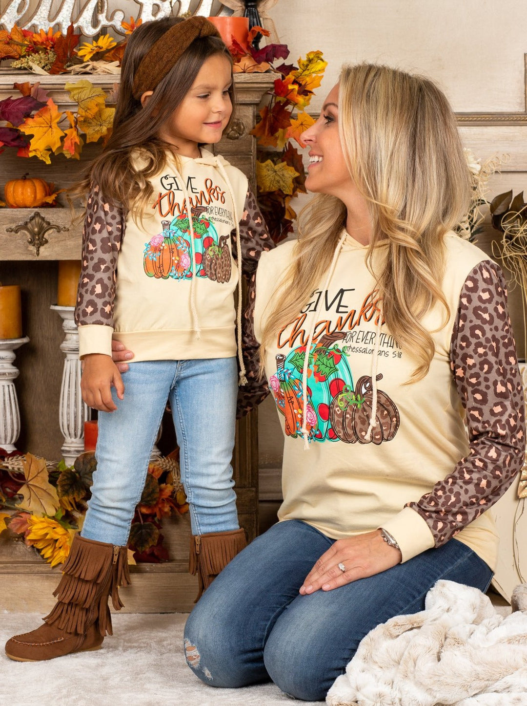 Mommy and Me Matching Tops | Leopard Sleeve Hoodies | Girls Boutique