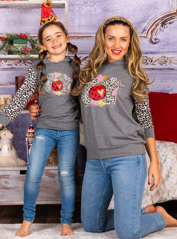 Mommy and Me Matching Sweaters | Joy Leopard Print Raglan Hoodies