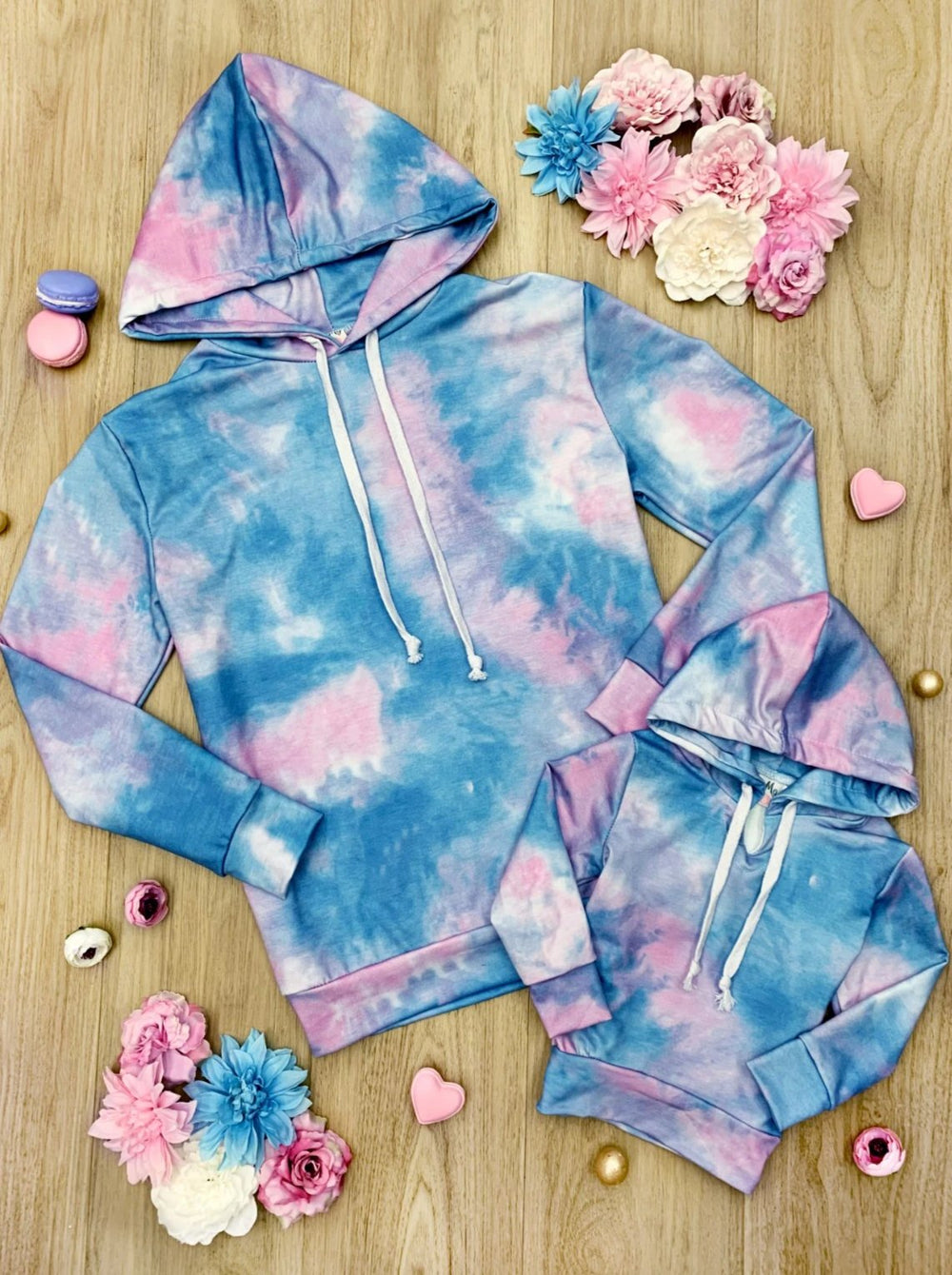 Mommy & Me Cute Tops | Matching Tie Dye Hooded Long Sleeve Tops