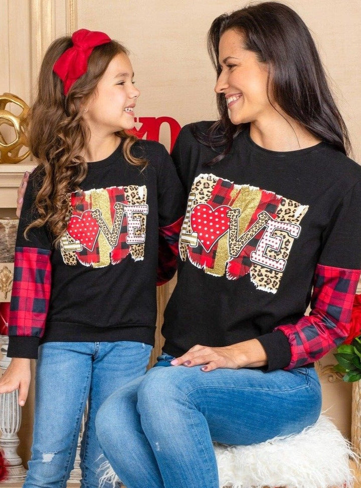 Mommy and Me Matching Tops | Love Mixed Print Tops | Mia Belle Girls