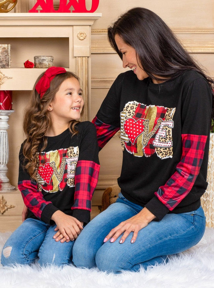 Mommy and Me Matching Tops | Love Mixed Print Tops | Mia Belle Girls