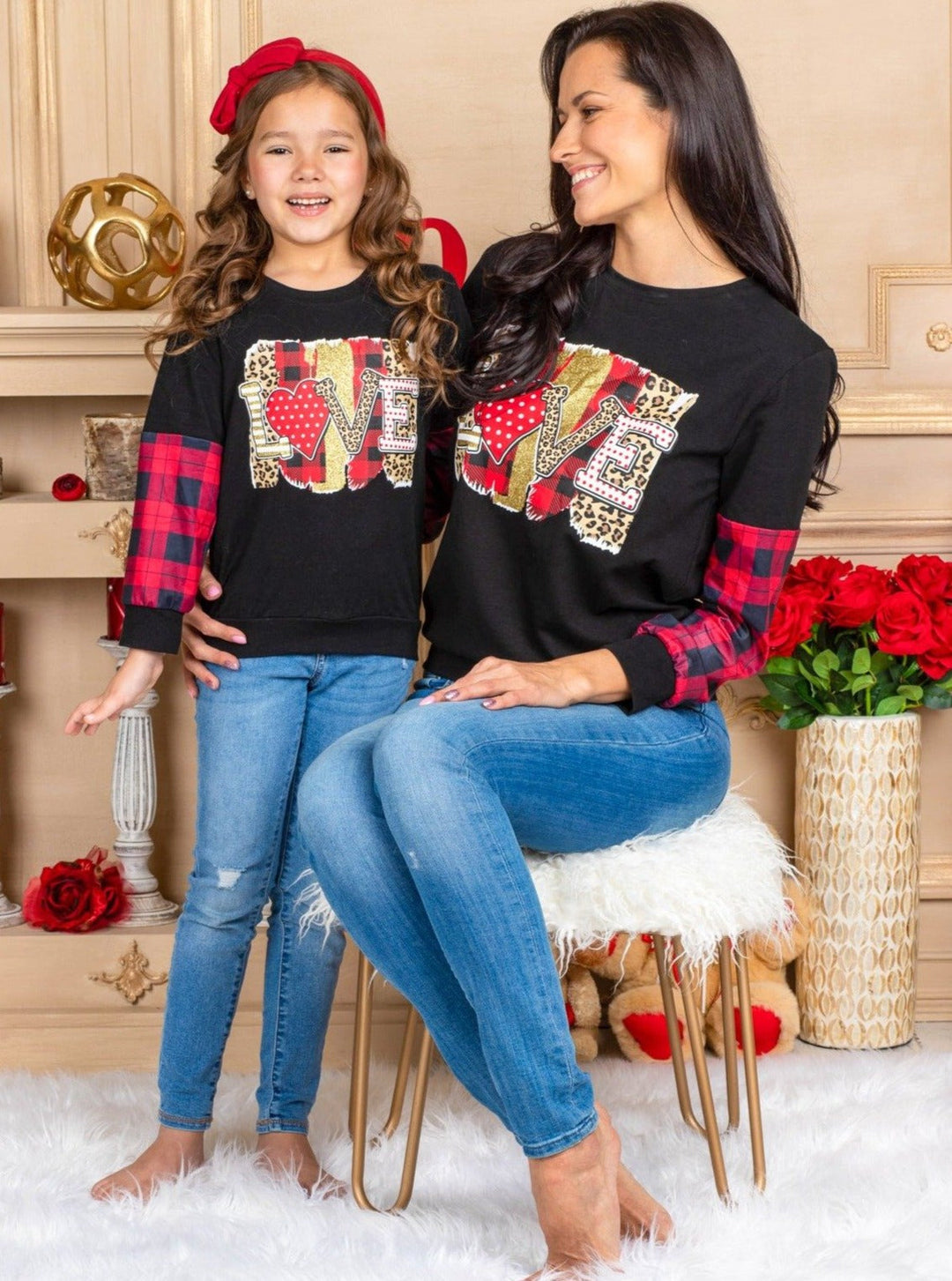 Mommy and Me Matching Tops | Love Mixed Print Tops | Mia Belle Girls