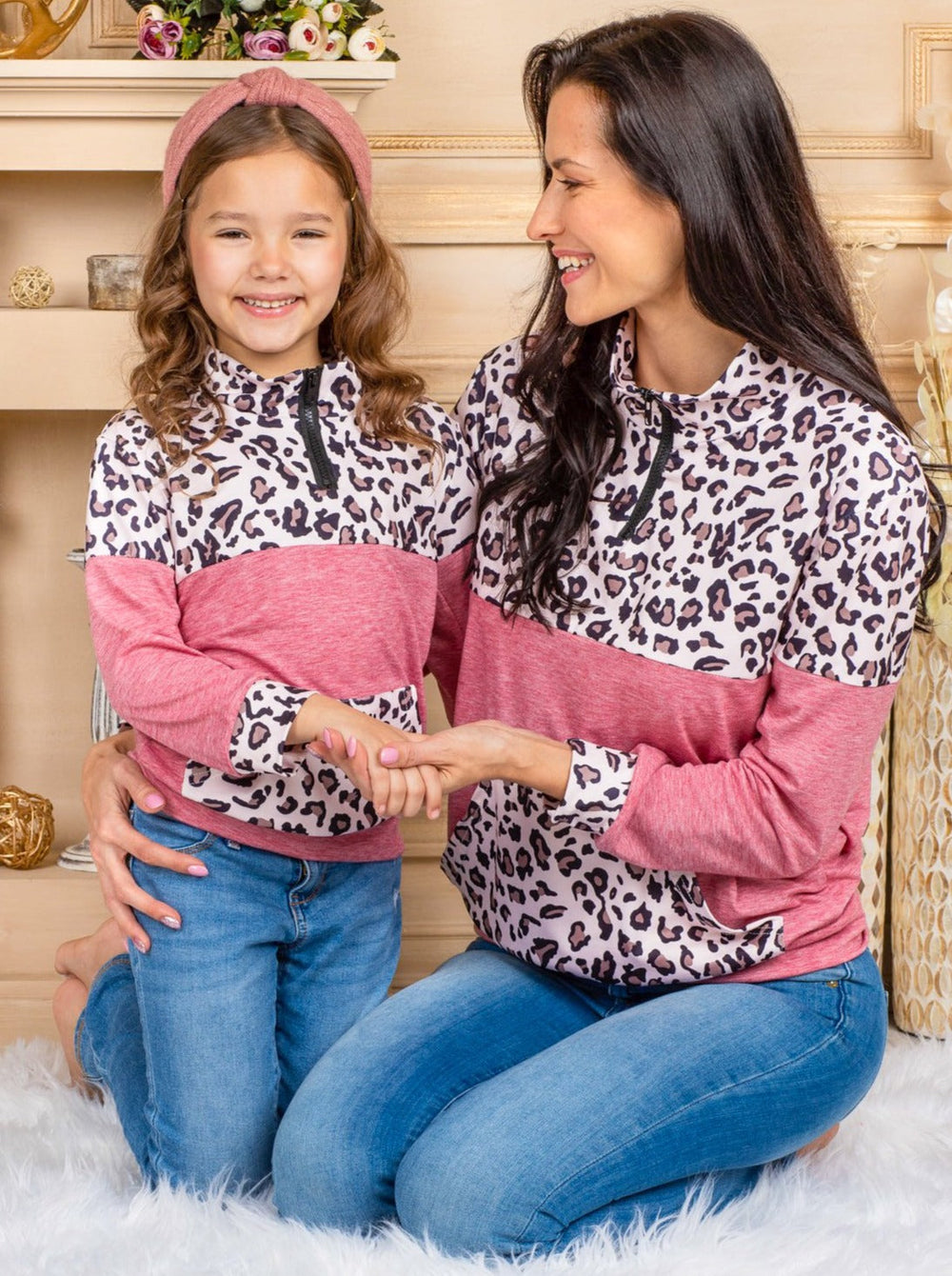 Mommy & Me Sweaters | Pink Leopard Print Sweater | Mia Belle Girls