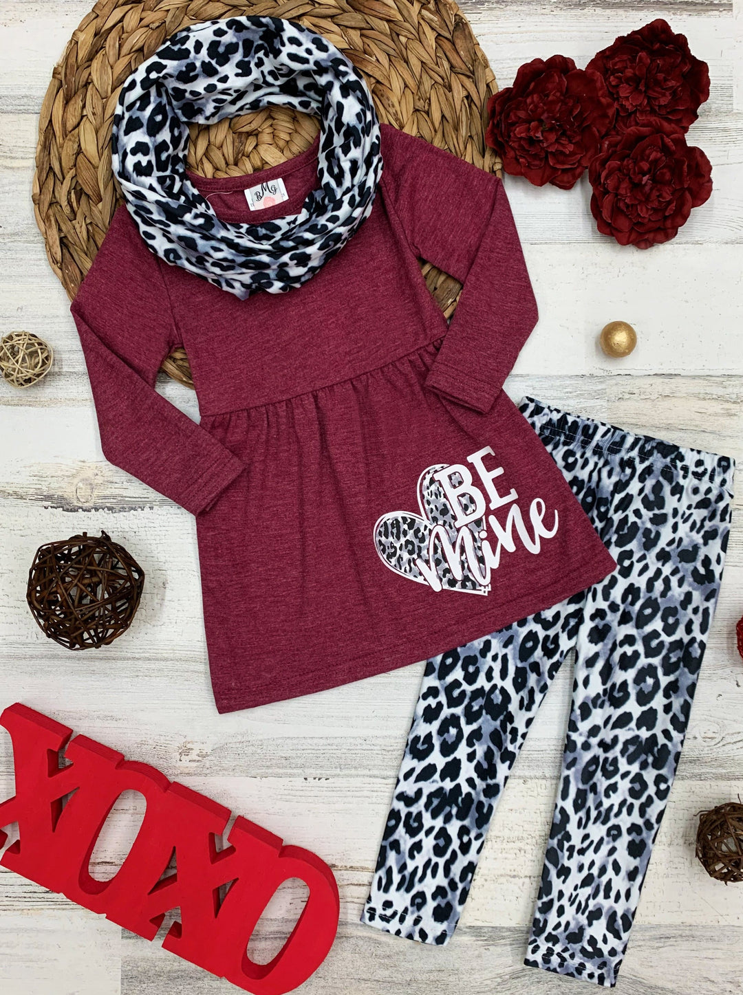 Toddler Valentine's Clothes | Girls Be Mine Tunic, Scarf & Legging Set