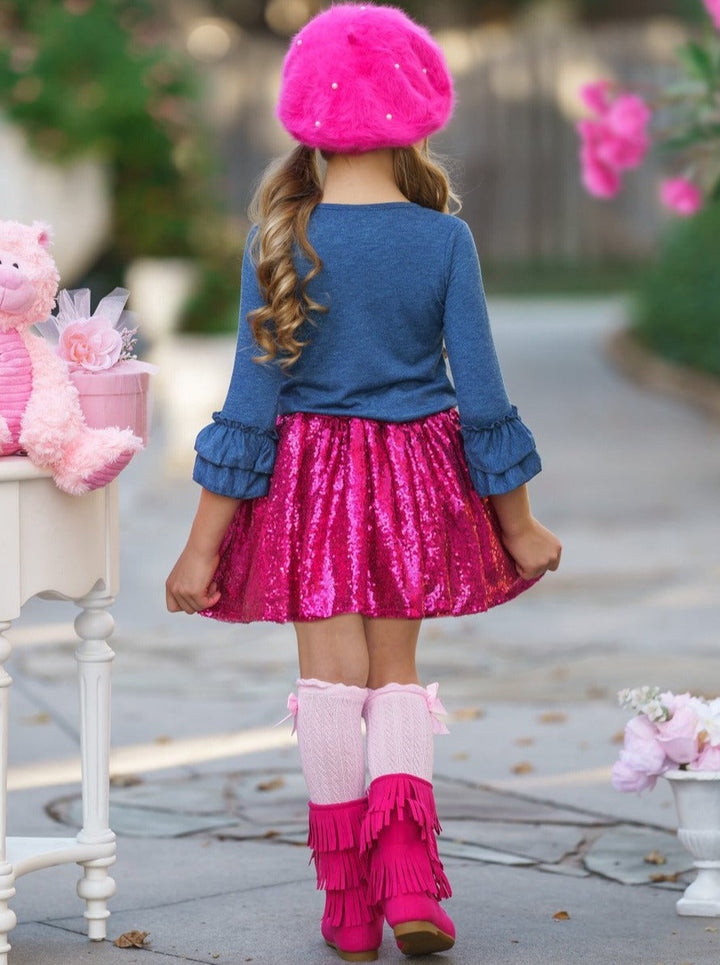 Toddler Valentine's Clothes | Little Miss XOXO Top & Sequin Skirt Set