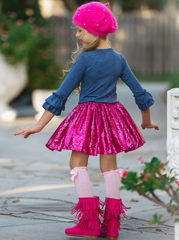 Toddler Valentine's Clothes | Little Miss XOXO Top & Sequin Skirt Set