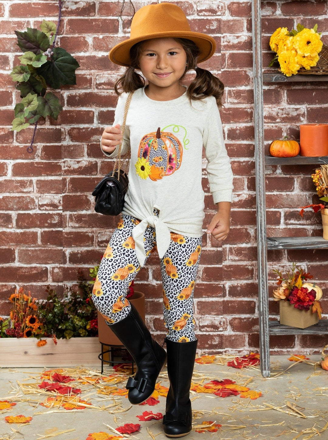 Fall Outfits | Knot Hem Top & Leopard Legging Set | Cute Girls Set