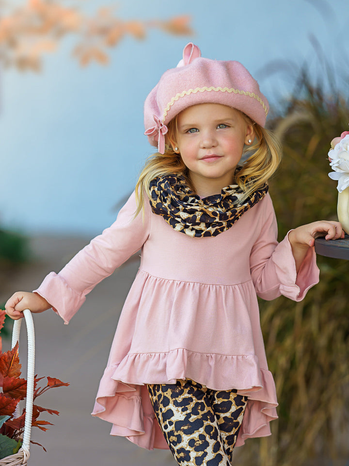 Cute Outfits For Girls |  Tunic, Leopard Leggings and Scarf Set