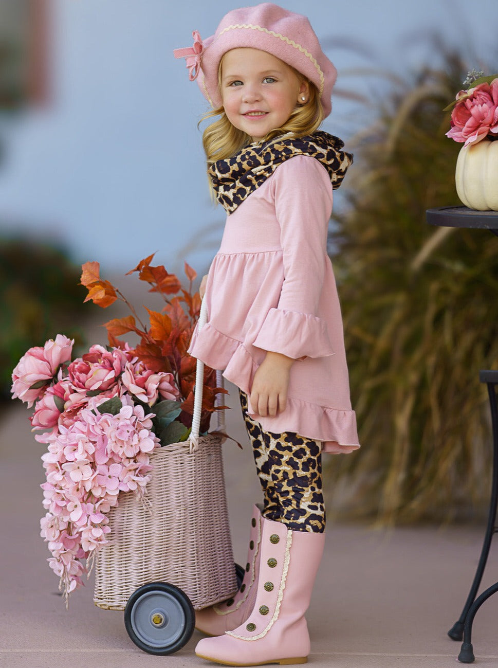 Cute Outfits For Girls |  Tunic, Leopard Leggings and Scarf Set