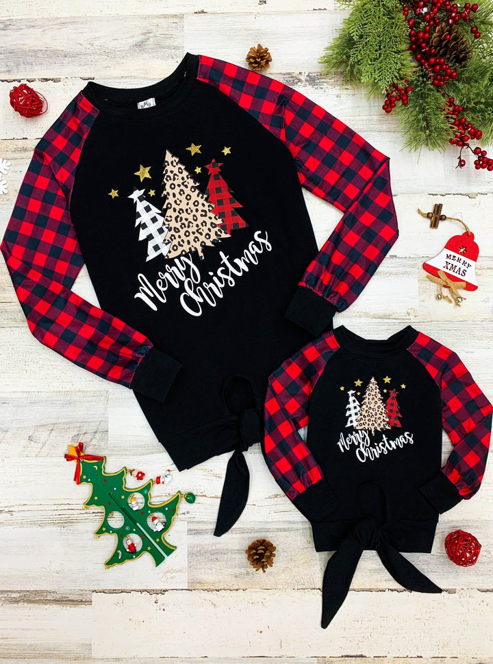 Mommy & Me Winter Tops | Merry Christmas Knot Hem Raglan Top