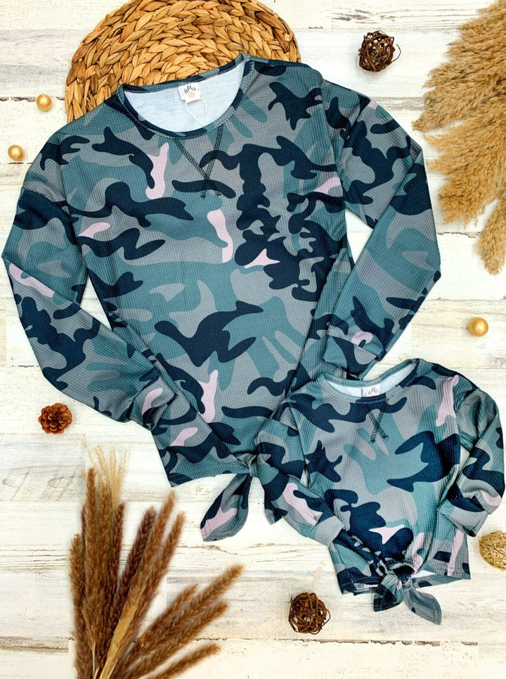 Mommy and Me Matching Tops | Camo Knot Hem Top | Girls Boutique Clothes