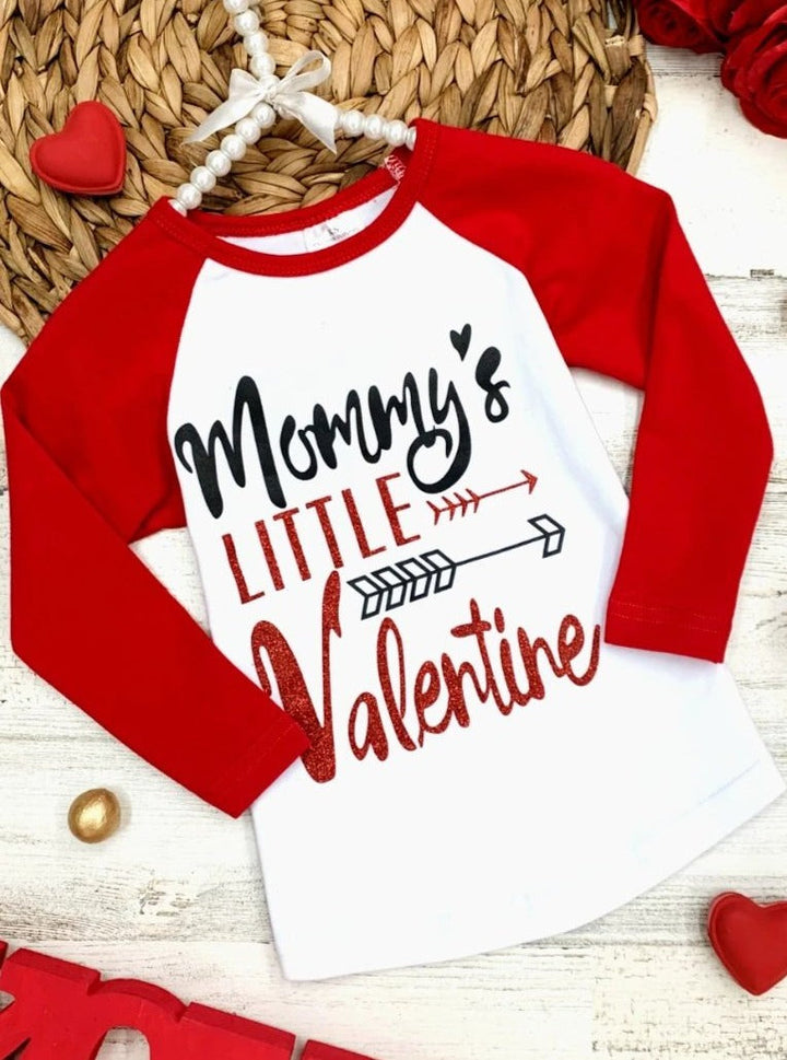 Kids Valentine's Tops | Mommy's Little Valentine Raglan Sleeve Top