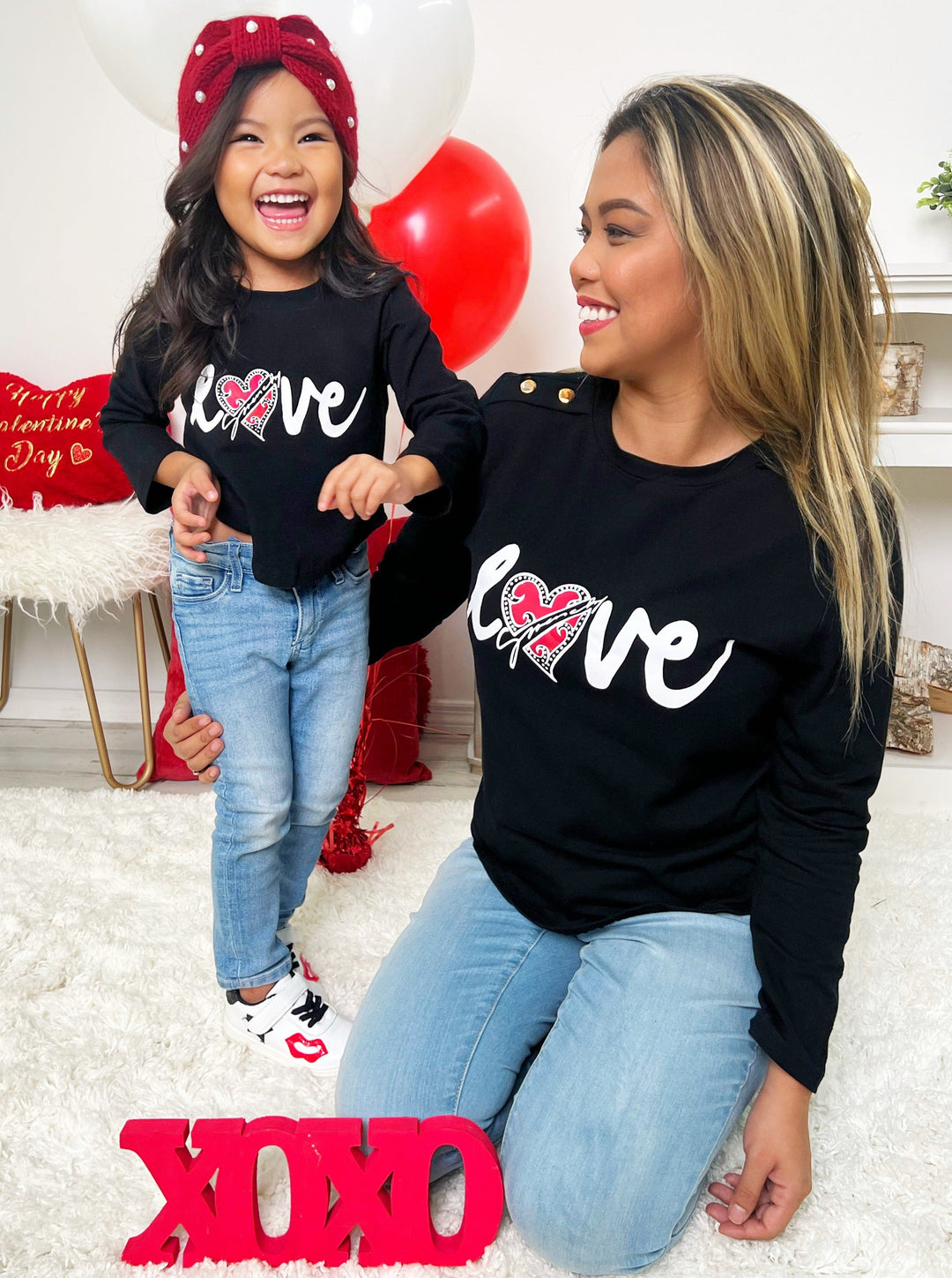 Mommy and Me Matching Tops | Love Long Sleeve Top - Mia Belle Girls