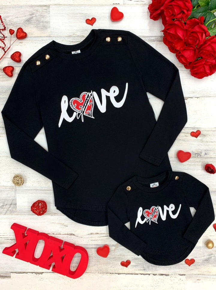 Mommy and Me Matching Tops | Love Long Sleeve Top - Mia Belle Girls