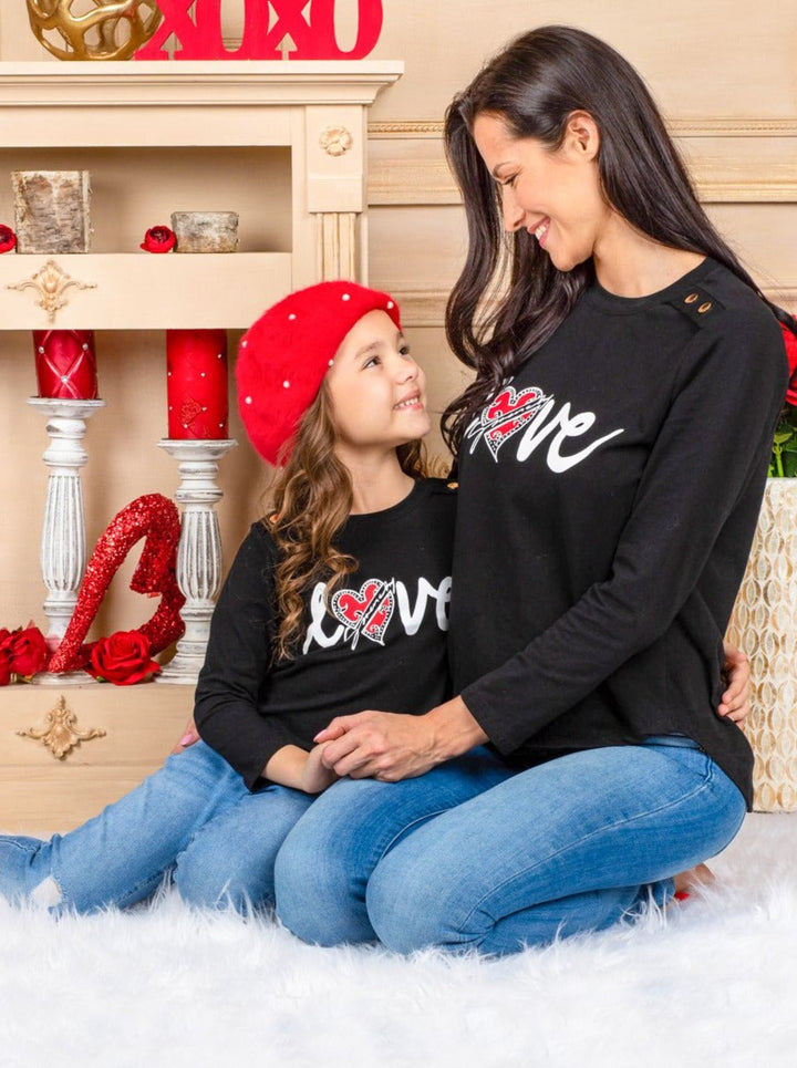 Mommy and Me Matching Tops | Love Long Sleeve Top - Mia Belle Girls